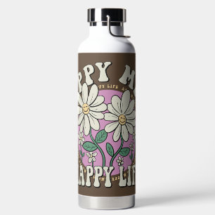 Bouteille D'eau Retro Happy Mind Happy Life