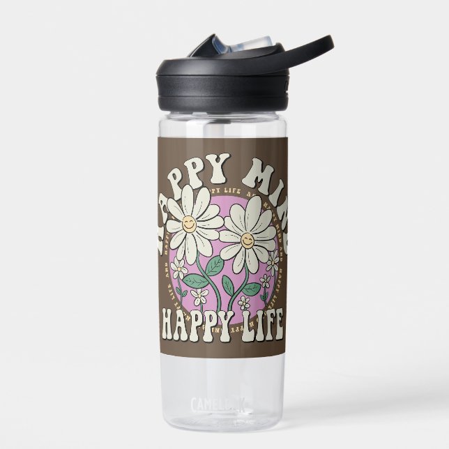 Bouteille D'eau Retro Happy Mind Happy Life (Gauche)