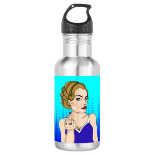 Bouteille D'eau Retro Lady Flipping the Bird