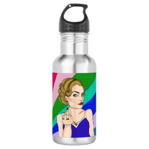 Bouteille D'eau Retro Lady Flipping the Bird