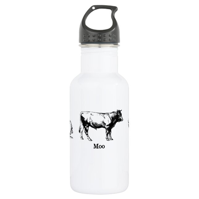 Bouteille D'eau Retro Oink Moo Cluck Pig Cow poulet (Devant)