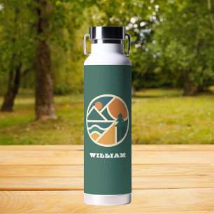 Bouteille D'eau Retro vert orange Mountain Adventure Camping