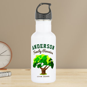 Bouteille D'eau Réunion de famille avec nom personnalisé Arbre Ver