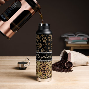 Bouteille D'eau Rhinestone des Empreintes de pattes léopard