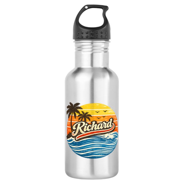 Bouteille D'eau Richard Retro Sunset Name Design (Devant)