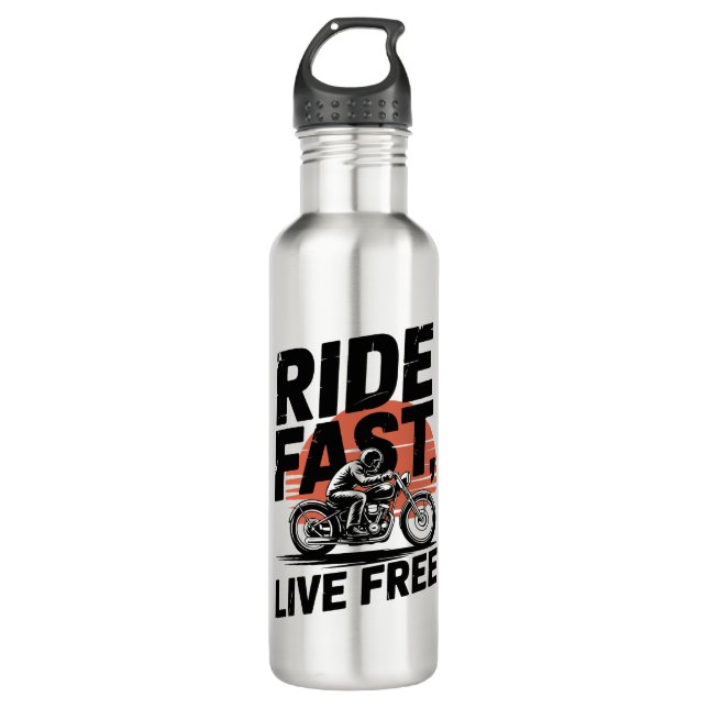 Bouteille D'eau Ride Fast Live Bicyclist T-shirt (Devant)