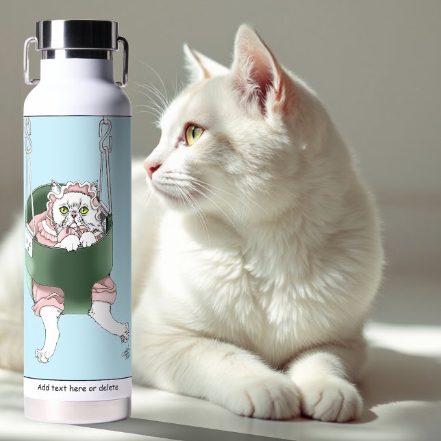 Bouteille D'eau Robe rose Chat Blanc Drôle (Créateur téléchargé)