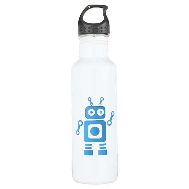 Bouteille D'eau Robot rétro bleu (Devant)