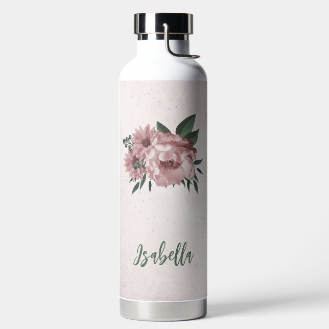 Bouteille D'eau romantique fleurs roses verdure (Droite)