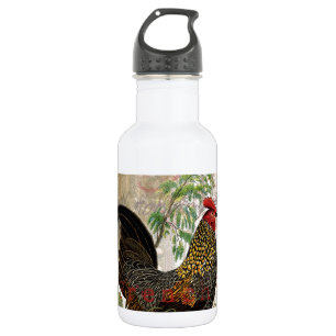 Bouteille D'eau Rooster vintage Français Collage Ferme Animaux dom