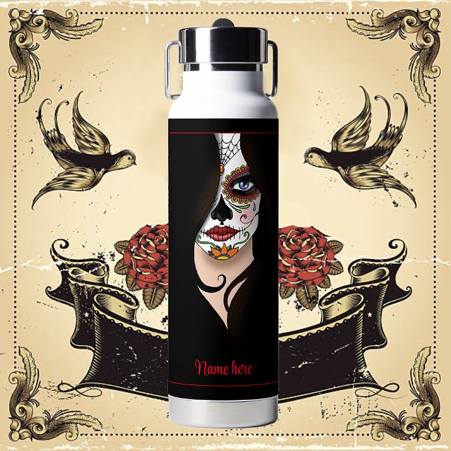 Bouteille D'eau Rosa Sugar Skull Portrait (Créateur téléchargé)