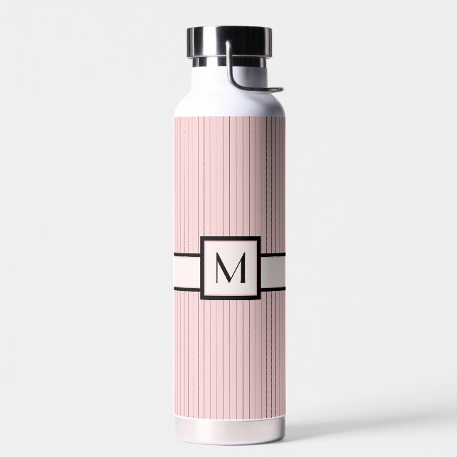Bouteille D'eau Rose avec Pinstripes Noires (Gauche)