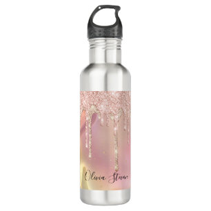 Bouteille D'eau Rose chic à la licorne parties scintillant à goutt