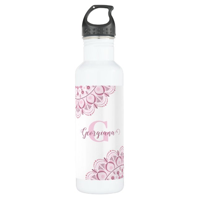 Bouteille D'eau Rose Dusky Personnalisé Confetti Lace Dot Mandala (Devant)