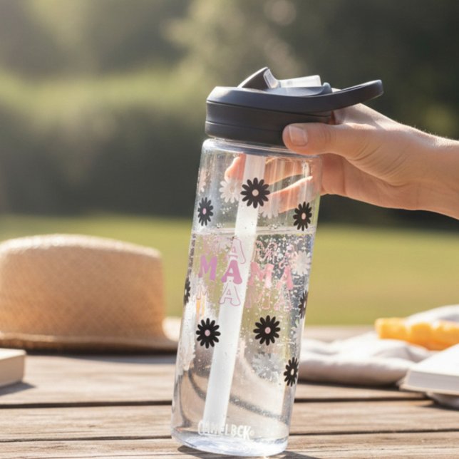 Bouteille D'eau Rose et Noir Mama Daisy (Créateur téléchargé)