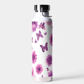 Bouteille d'eau rose - Fleur rose inoxydable