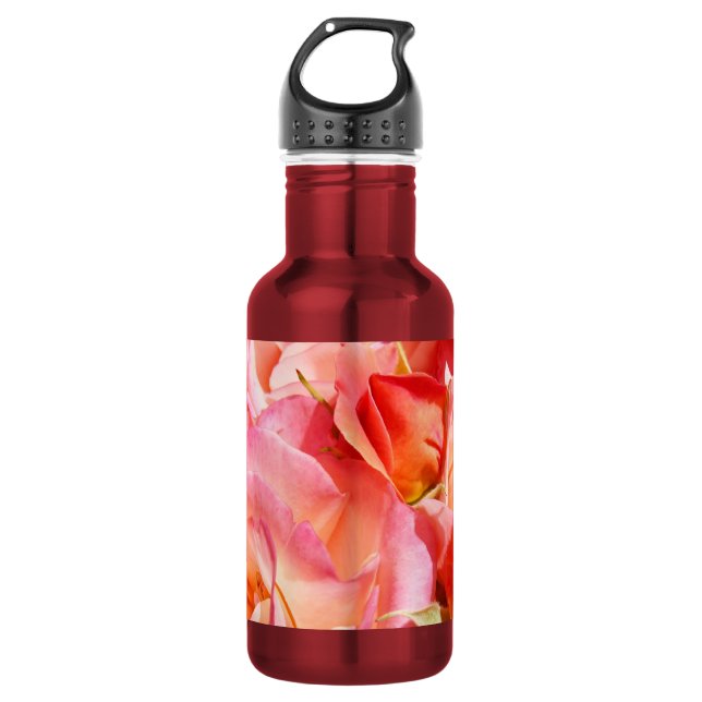 Bouteille D'eau Rose Florale Roses Roses Fleurs (Devant)