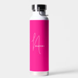 Bouteille D'eau Rose fluo | Nom de script monographique personnali<br><div class="desc">Script De Camel Classique Personnalisé Monogramme Nom Élégante Bouteille D'Eau Chic. Un design simple et moderne dans la jolie couleur rose fuchsia néon tendance girly avec calligraphie manuscrite pour un look professionnel et sophistiqué. Créez vos propres cadeaux éco-personnalisés. N'importe quelle police,  n'importe quelle couleur,  aucun minimum.</div>