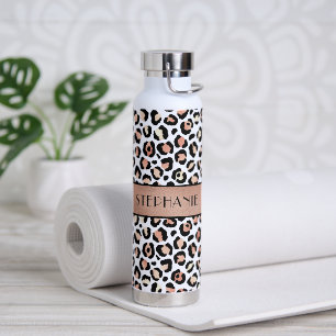 Bouteille D'eau Rose Gold Chic Imprimé Léopard Personnalisé