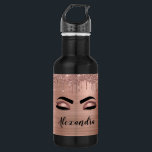 Bouteille D'eau Rose Gold Glitter Sparkle Eyelashes Monogram<br><div class="desc">Rose Gold Faux Foil Foil brillant métallique brossé Monogramme en métal Nom et cils initiaux (cils), Extensions d'cils et yeux Mat de bain rose et bleu. Cela rend le cadeau parfait pour 16 ans, mariage, douche nuptiale, anniversaire, baby shower ou bachelorette cadeau pour quelqu'un décorant sa chambre dans le style...</div>