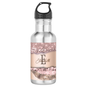 Bouteille D'eau Rose Gold Tendance Diamants Paillettes Monogramme