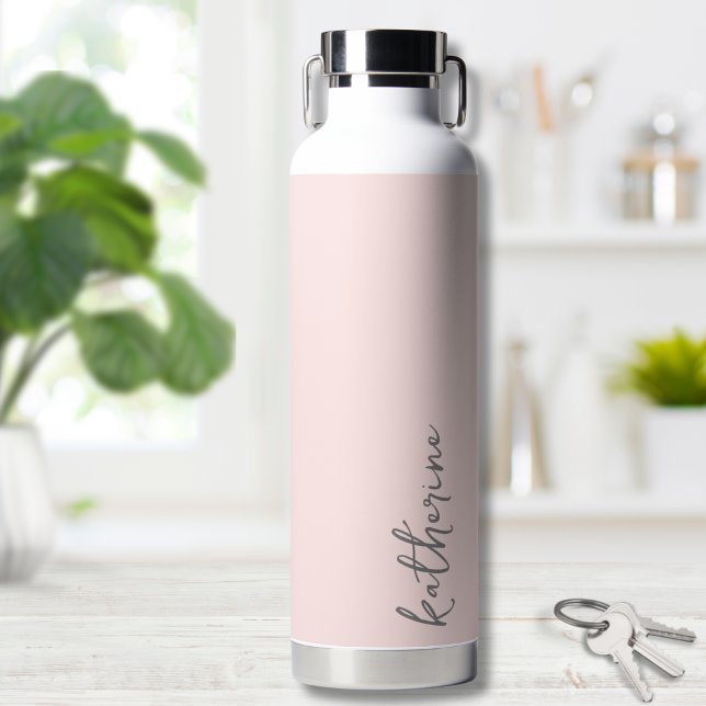 Bouteille D'eau Rose Pâle Simple Votre Nom (Blush Pink Simple Script Your Name Water Bottle)