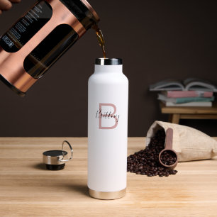 Bouteille D'eau Rose Poussiéreuse Monogramme Personnalisé