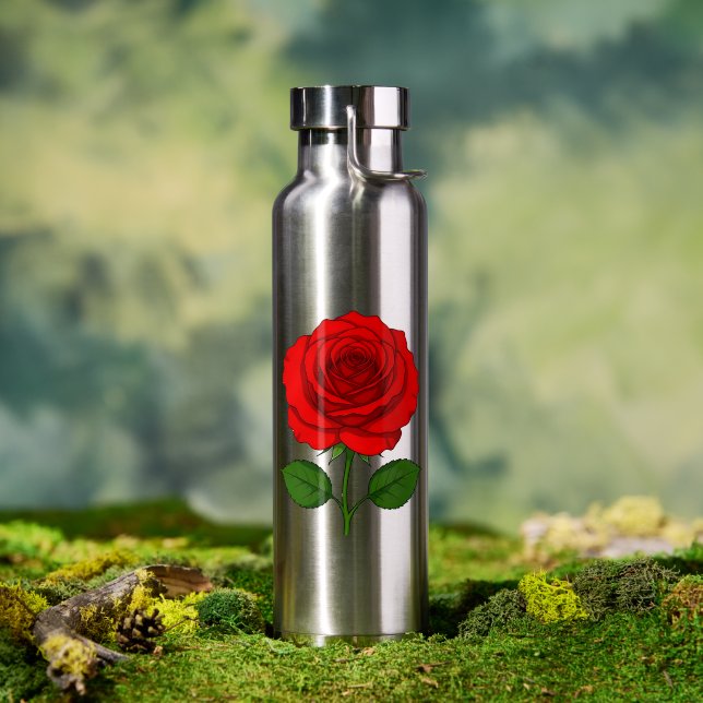 Bouteille d'eau Rose Rouge (Extérieur (pivotée))