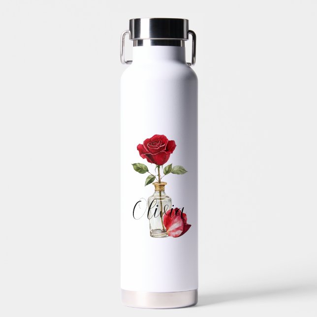 Bouteille D'eau Rose rouge et pétale (Avant)