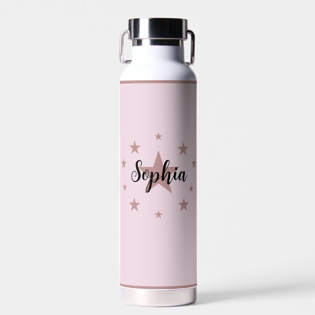 Bouteille d'eau rose - Starry Design & Nom personn (Avant)
