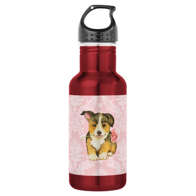 Bouteille D'eau Rose Valentin Pembroke Welsh Corgi (Devant)