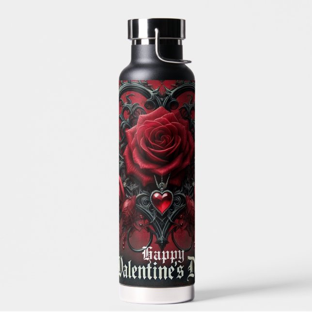 Bouteille D'eau Roses rouges gothiques Saint-Valentin (Gauche)