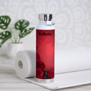 Bouteille D'eau Roses Rouges Vintage Nom Personnalisé
