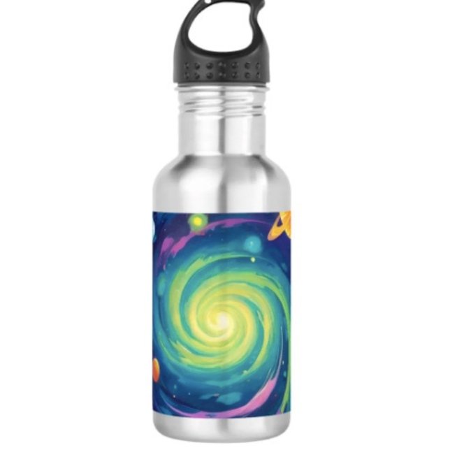 Bouteille D'eau Rotation planétaire   ( Space Water Bottle – 18 oz 18/8 stainless steel Height: 8.67" Weight: 8.7 oz. )