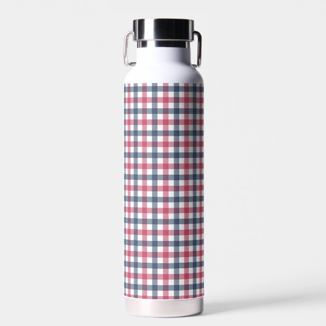 Bouteille D'eau Rouge blanc bleu plaid (Avant)