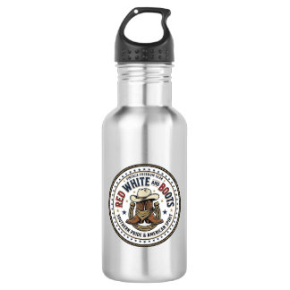 Bouteille D'eau Rouge Blanc Et Bottes Patriotique Patriotique Sud