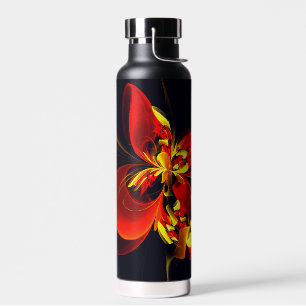 Bouteille D'eau Rouge Jaune Floral Moderne Résumé Modèle Art #10
