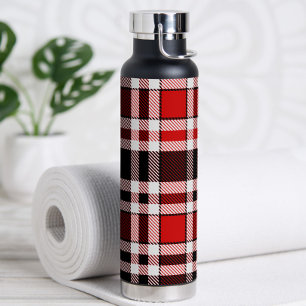 Bouteille D'eau Rouge Noir Blanc Flannel Tartan Design Motif