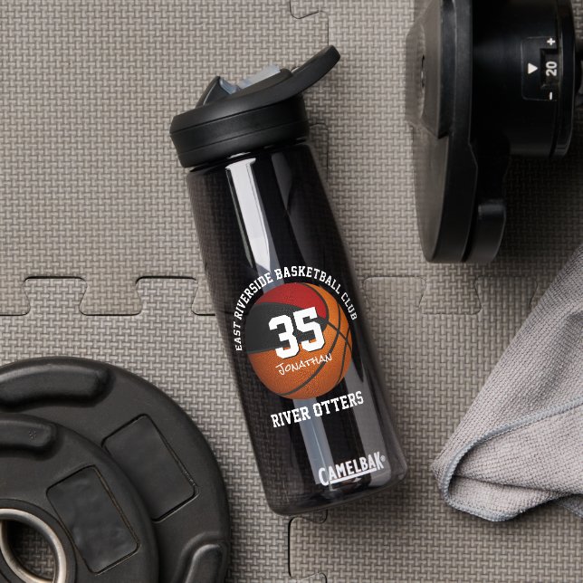 Bouteille D'eau Rouge noir équipe de basket couleurs nom du club (Enterrement de vie de garçon)