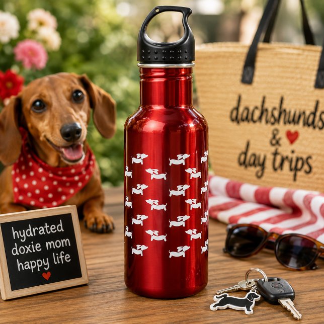 Bouteille d'eau rouge pour chien teckel chien sauc (Dachshund Wiener Dog Red Water Bottle)
