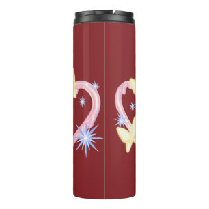Bouteille d'eau rouge vibrante avec papillon encha