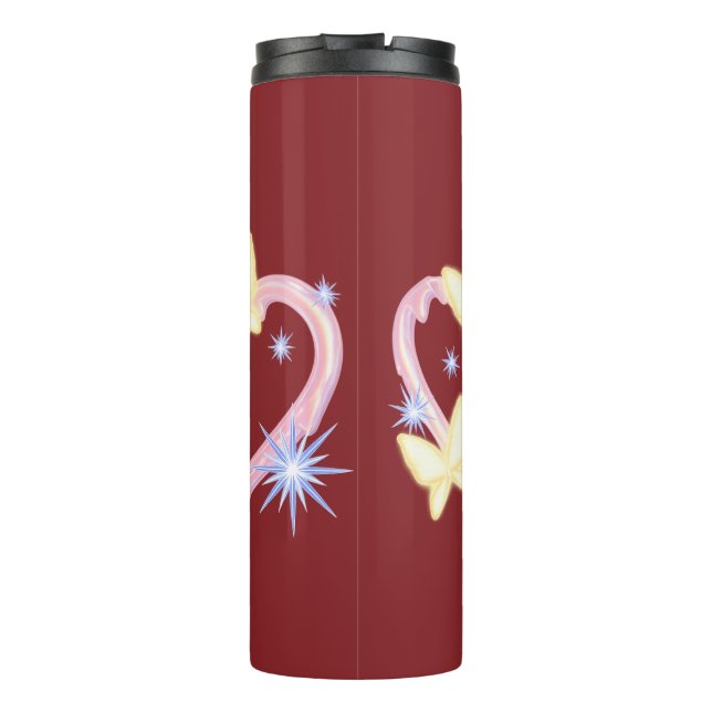 Bouteille d'eau rouge vibrante avec papillon encha (Dos)