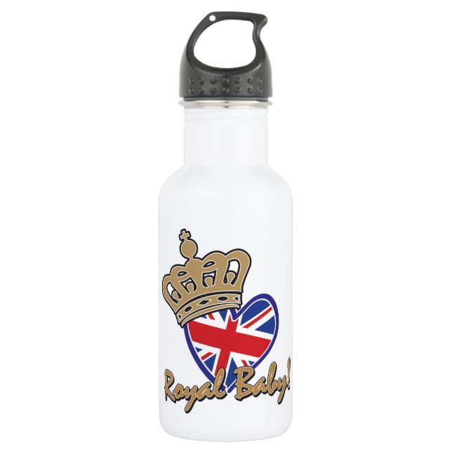 Bouteille D'eau Royal Baby UK Heart Flag (Devant)