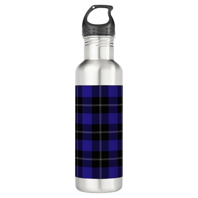 Bouteille D'eau Royal Blue Black Plaid (Devant)
