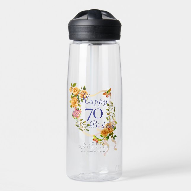 Bouteille D'eau Ruban de rose d'or 70e anniversaire (Avant)