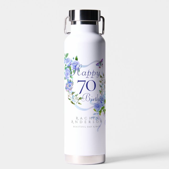 Bouteille D'eau Ruban Rose Bleu 70e Anniversaire (Avant)