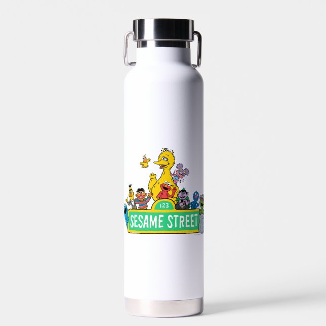 Bouteille D'eau Rue Sésame | Couleur complète avec Pals (Avant)