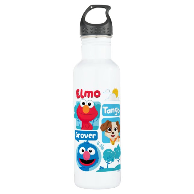 Bouteille D'eau Rue Sésame | Elmo, Tango, & Grover Park Graphic (Devant)