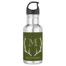 Rustic Army Green Antler Personnalisé Groomsmen Ca