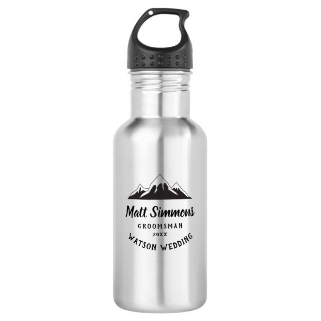 Bouteille D'eau Rustic Mountain Mariage Groomsman Cadeau Cool mode (Devant)